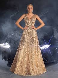 Elegant Spaghetti Straps Graphic Sequin Formal Prom Dress Size M