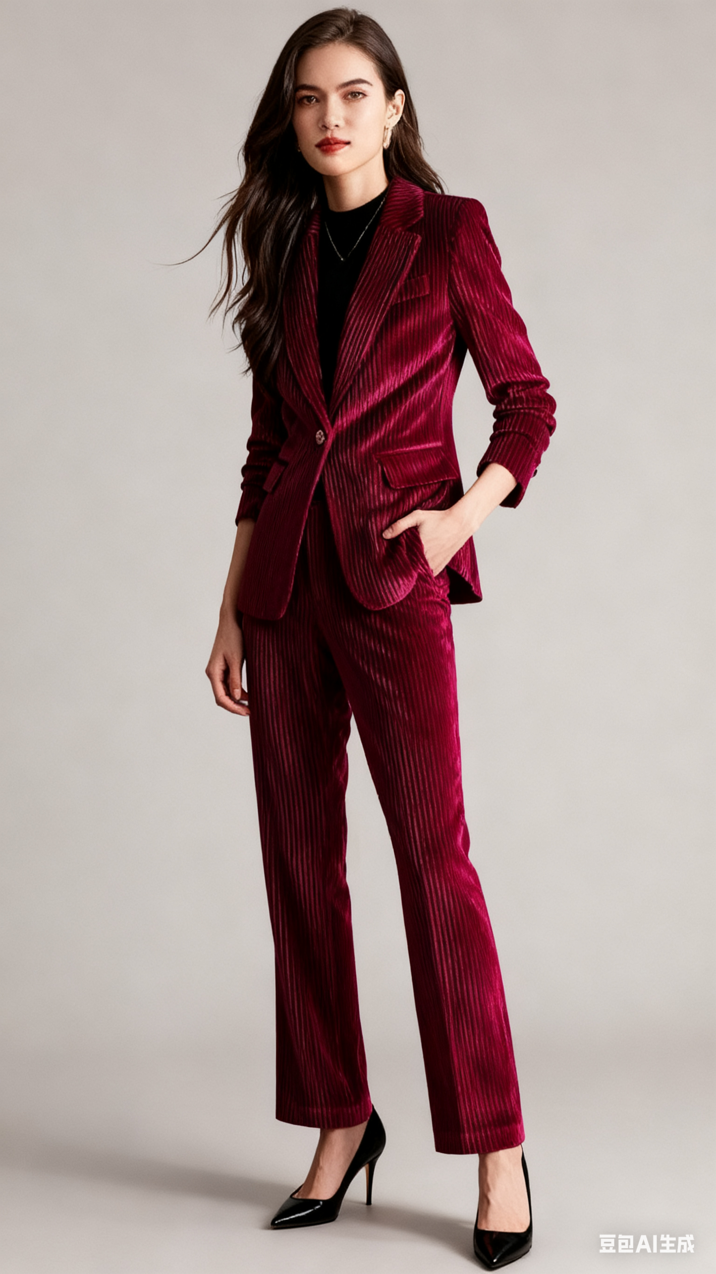 MODFUL Suit Office Work Suit  Women's Tops Long Sleeves Red Size S