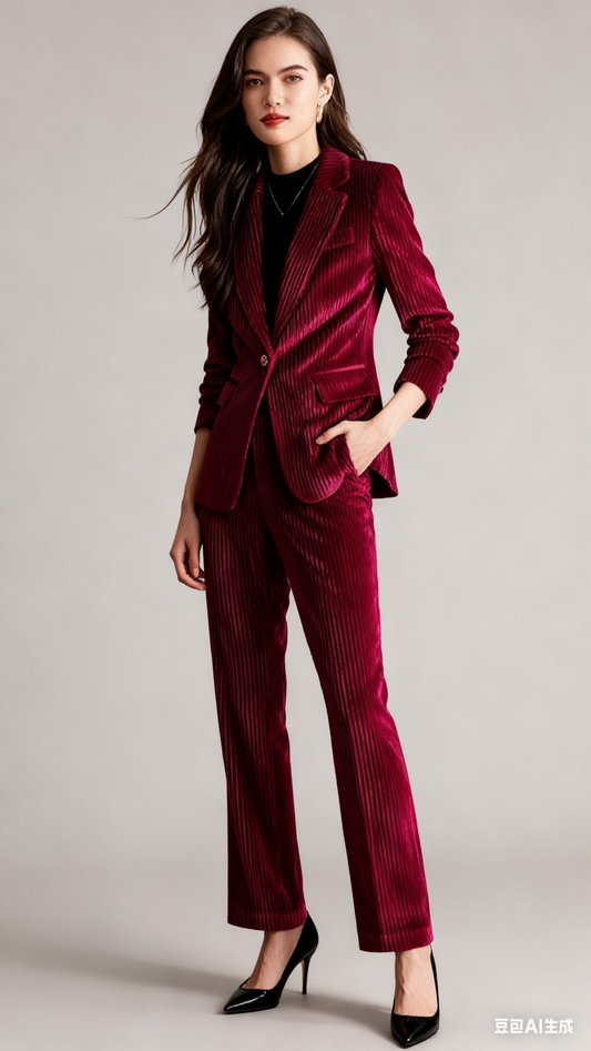 MODFUL Suit Office Work Suit  Women's Tops Long Sleeves Red Size S