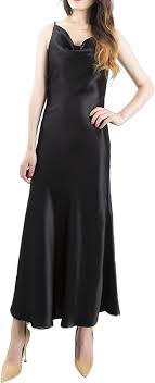 Silk Cocktail Dress for Women Evening Party Wedding Guest Fall Sexy Slip V Neck Long Tight Gala Dresses size S