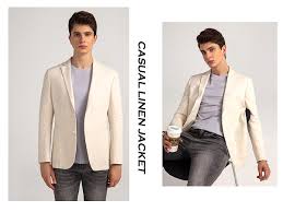 PJ PAUL JONES Mens Casual Blazers Lightweight Cotton-Linen Sport Coat 2 Button Unlined Suit Jacket  Size L