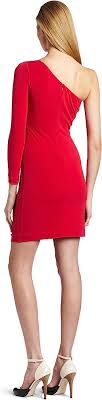 Women's One Sleeve Ruched Dress with Front Ruffle