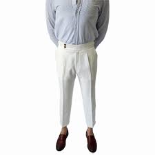 Mens Vintage Dress Pants Adjustable Side Buckle Formal Trousers Business Chino Pant Pleated Front Trouser Straight Legs Pants Size 175/72A