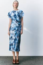 SATIN EFFECT TIE-DYE MIDI DRESS size XL
