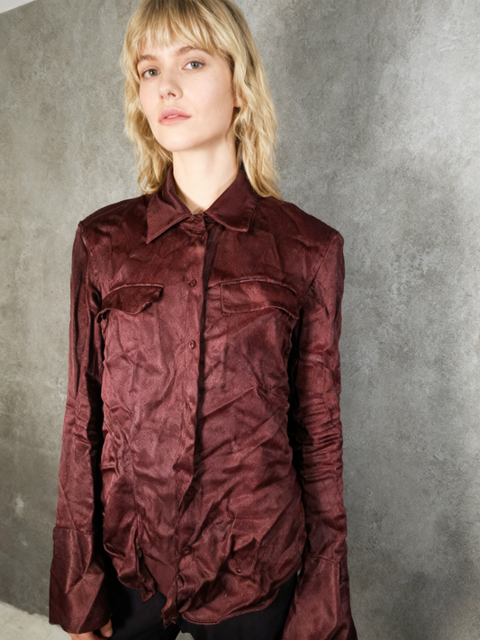 ZARA Women's Red Shirt Long Sleeve Size S