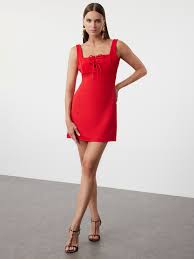 Women's Cocktail Dresses Square BAOSUU Neck Mini Bodycon Dress Sexy Slim Fit Sleeveless Cut Out Drawstring Bandage Tank Dress