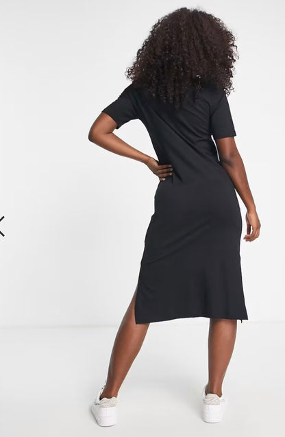 Brave Soul otto midi t-shirt dress with slit in black Size M