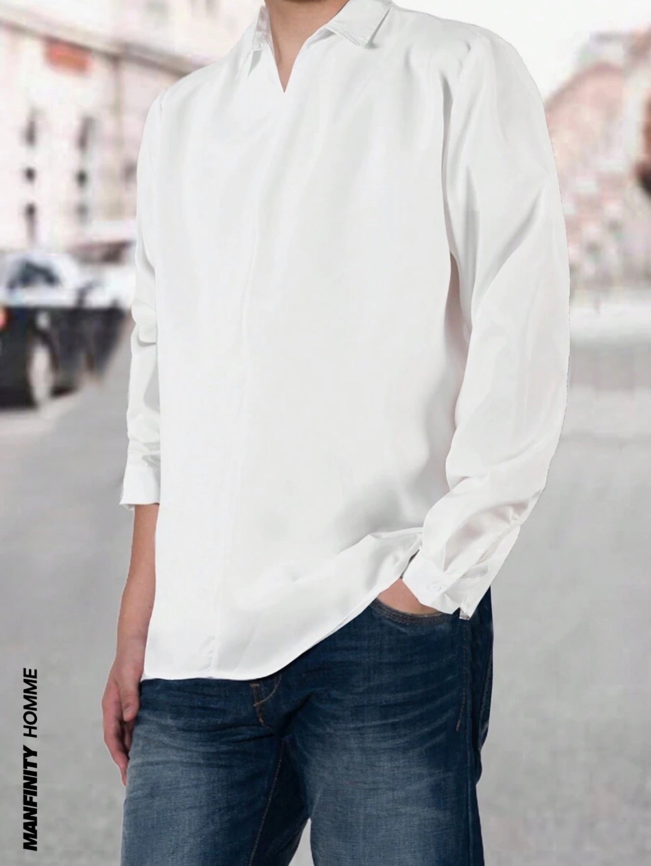 Manfinity Homme Men's Loose Fit White Shirt Size M