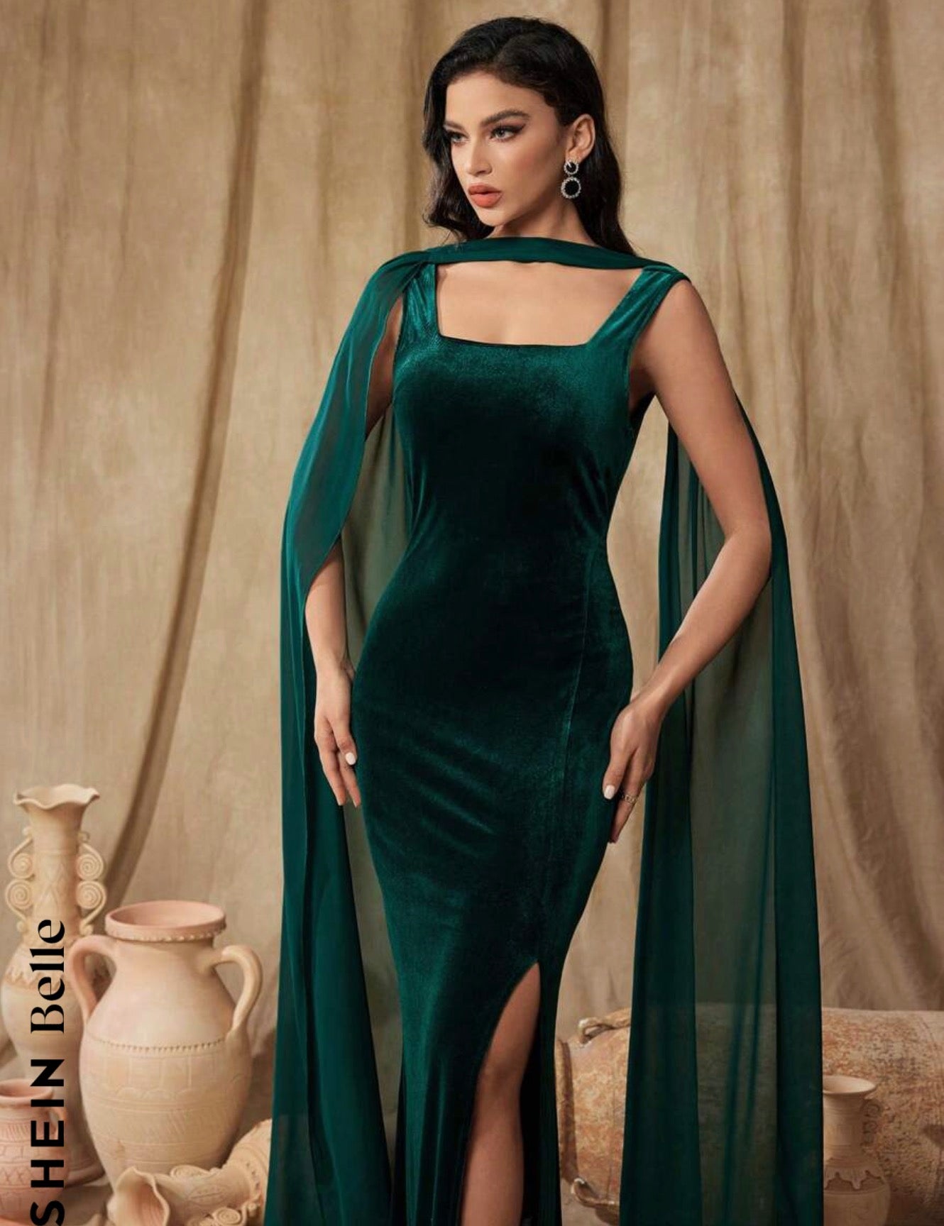 SHEIN Belle Women's Formal Christmas Party Slit Dress, Elegant Prom Evening Dress, For Wedding Guest, Graduation, Dinner Size M