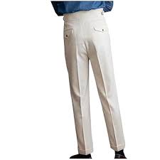 Mens Vintage Dress Pants Adjustable Side Buckle Formal Trousers Business Chino Pant Pleated Front Trouser Straight Legs Pants Size 175/72A