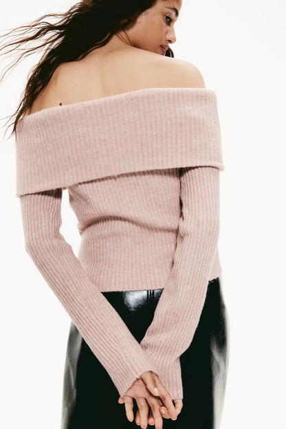 Off-the-shoulder jumper  Not saved to favourites Dusty pink marl Size S