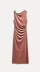 Women's One-Shoulder Silk-Blend Fit & Flare Gown – Elegant Ruched Evening Dress with Long Sleeve & V-Neckline Size M