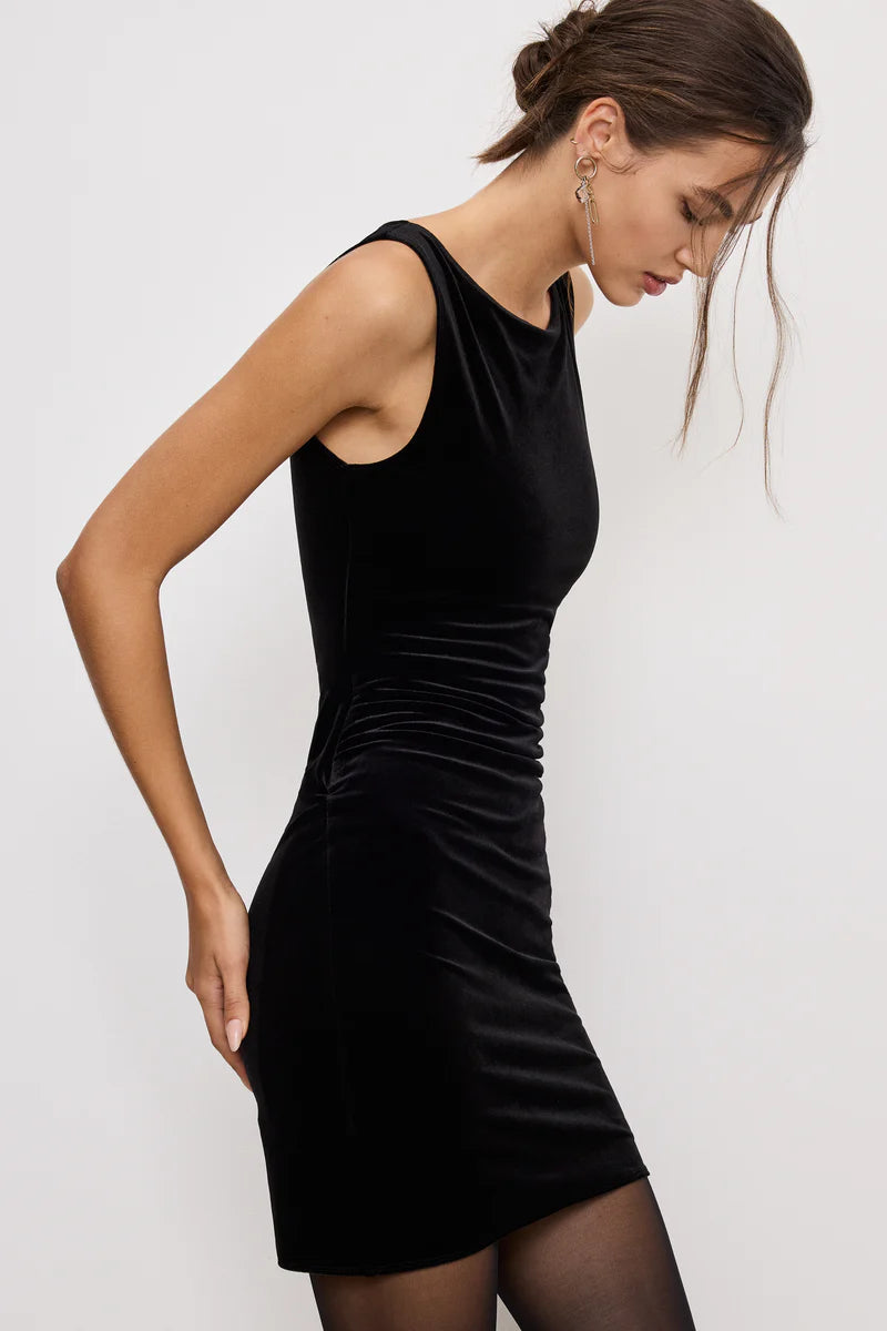 VELVET RUCHED MINI DRESS size L
