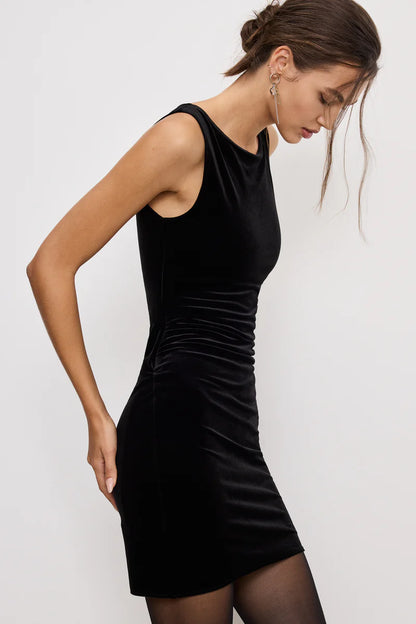 VELVET RUCHED MINI DRESS size L