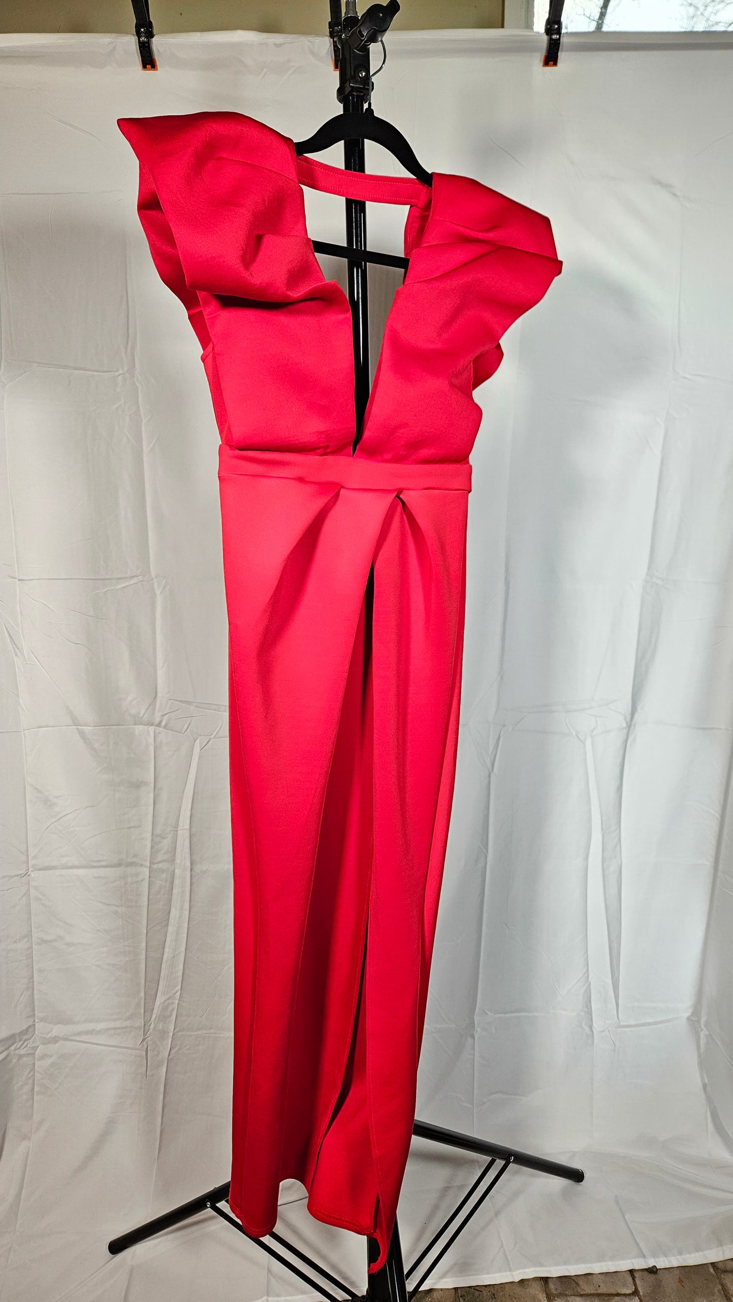 Beautiful Red Puff Sleeve Formal Dress