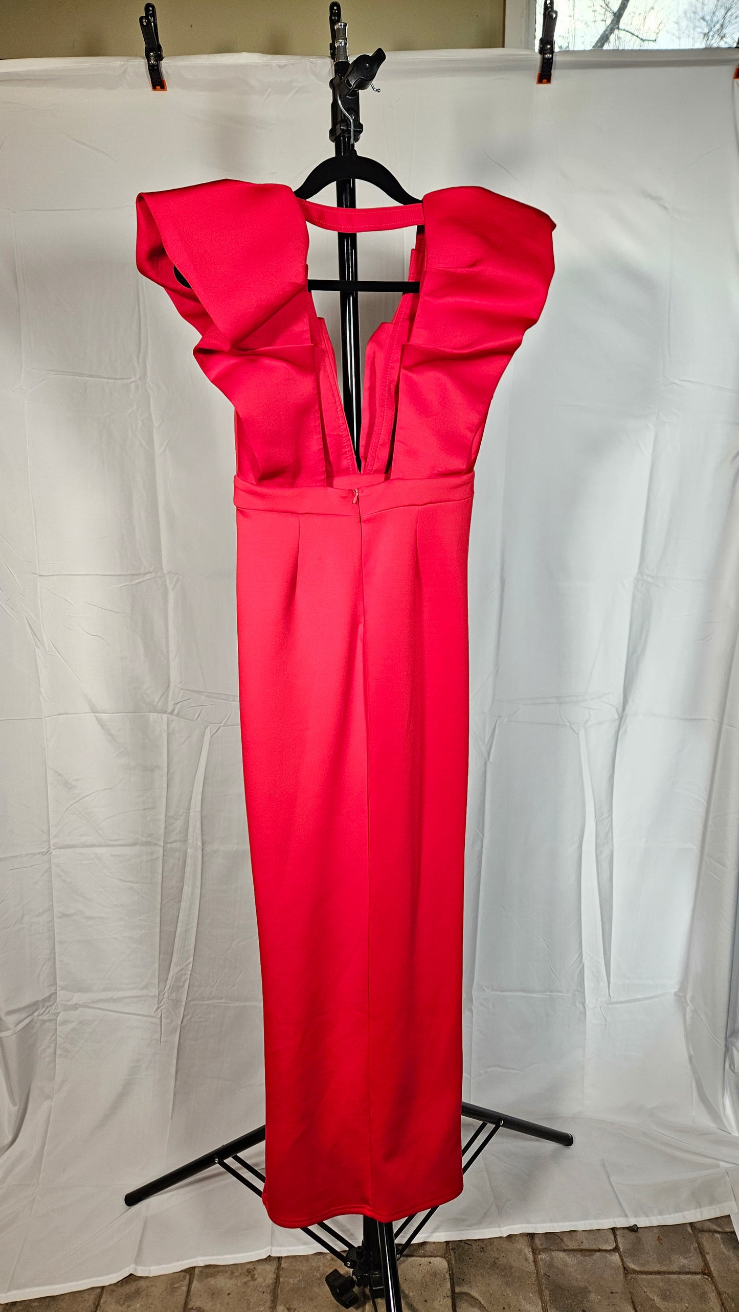 Beautiful Red Puff Sleeve Formal Dress