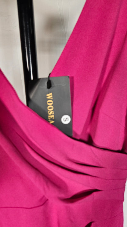 WOOSEA Women Sleeveless V Neck Split Evening Cocktail Long Dress