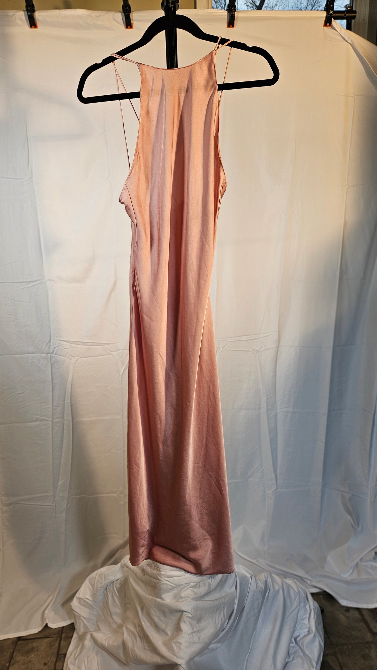NWT ZARA SS21 LIGHT PINK SATIN EFFECT BUTTONED DRESS sizeS