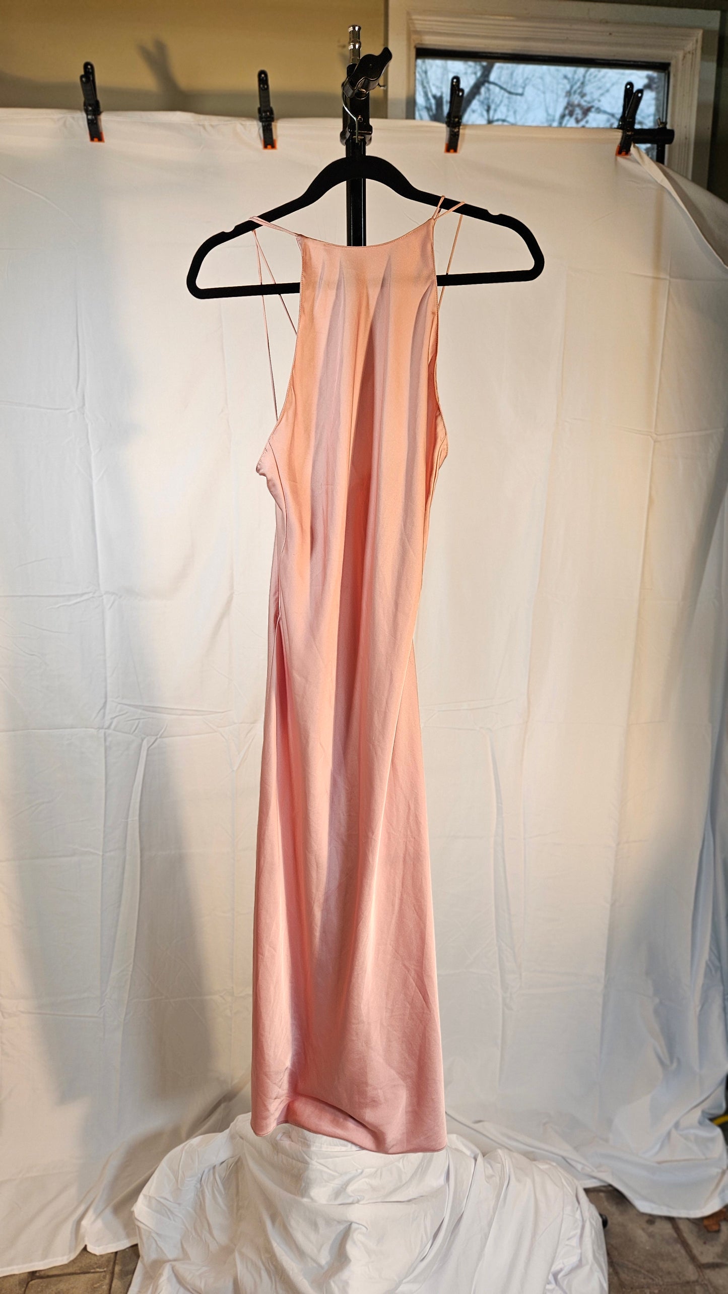 NWT ZARA SS21 LIGHT PINK SATIN EFFECT BUTTONED DRESS sizeS