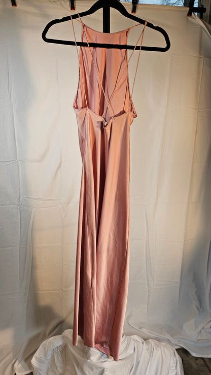 NWT ZARA SS21 LIGHT PINK SATIN EFFECT BUTTONED DRESS sizeS