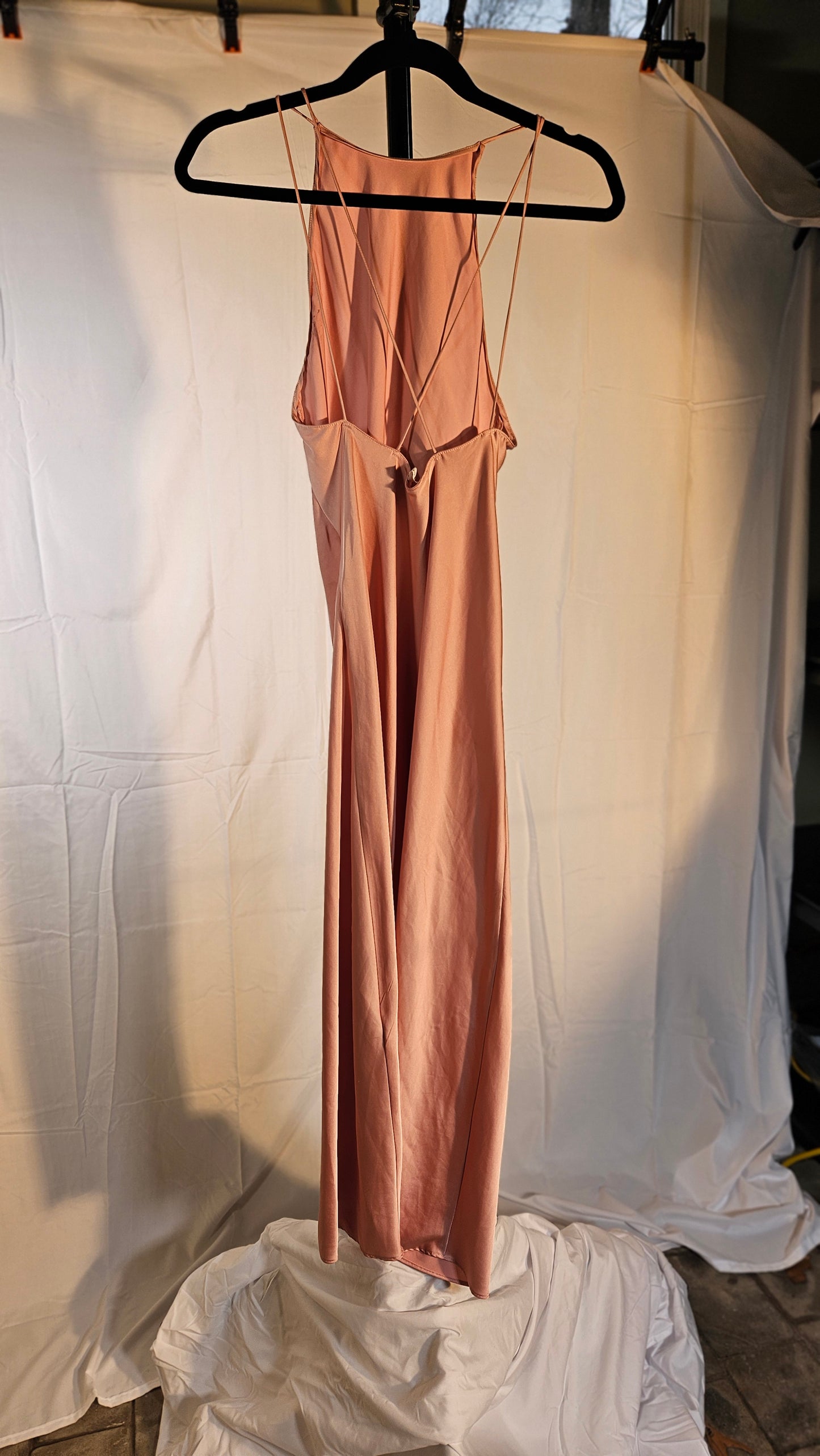 NWT ZARA SS21 LIGHT PINK SATIN EFFECT BUTTONED DRESS sizeS