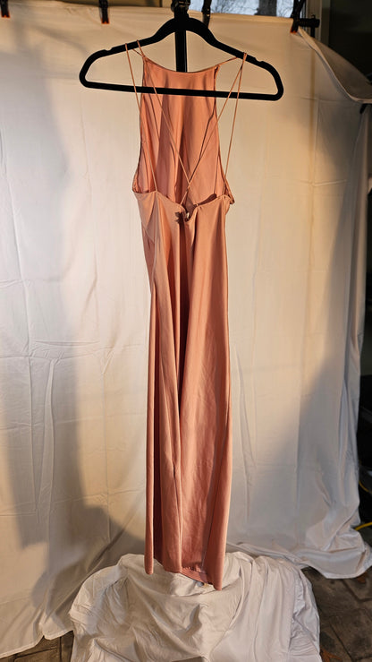 NWT ZARA SS21 LIGHT PINK SATIN EFFECT BUTTONED DRESS sizeS