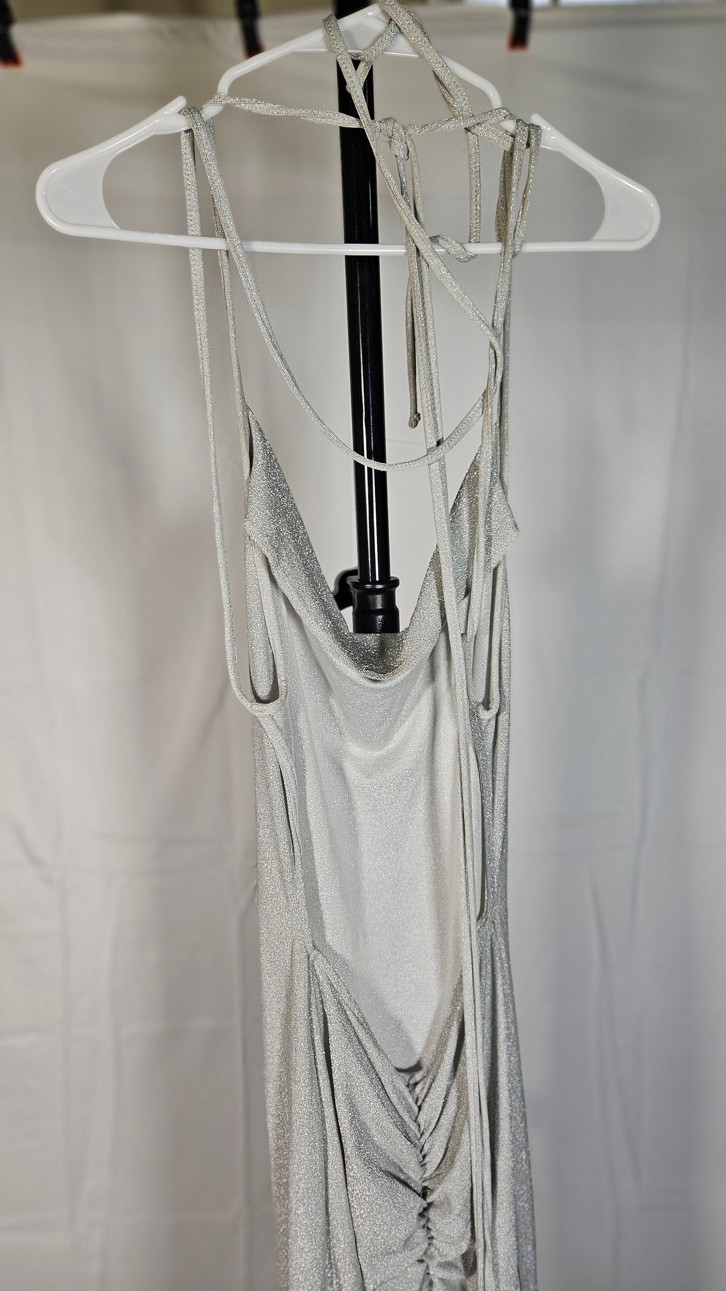 SHEIN Long shiny silver sleeveless dress Size 2