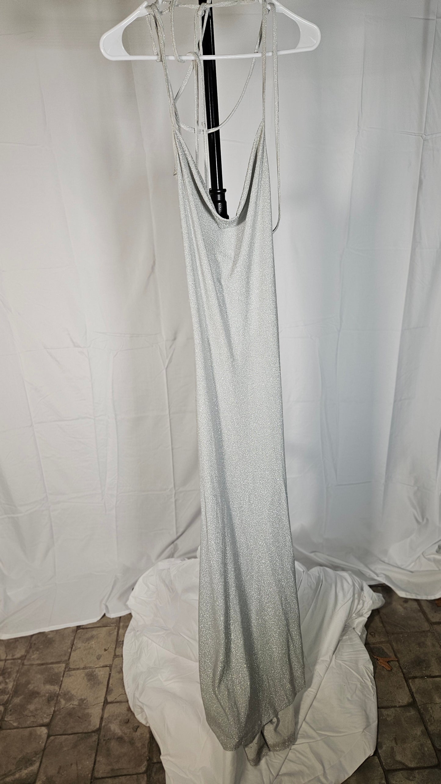 SHEIN Long shiny silver sleeveless dress Size 2
