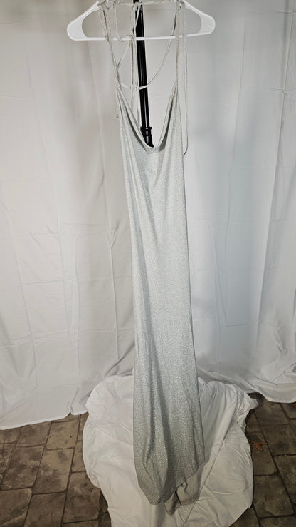 SHEIN Long shiny silver sleeveless dress Size 2