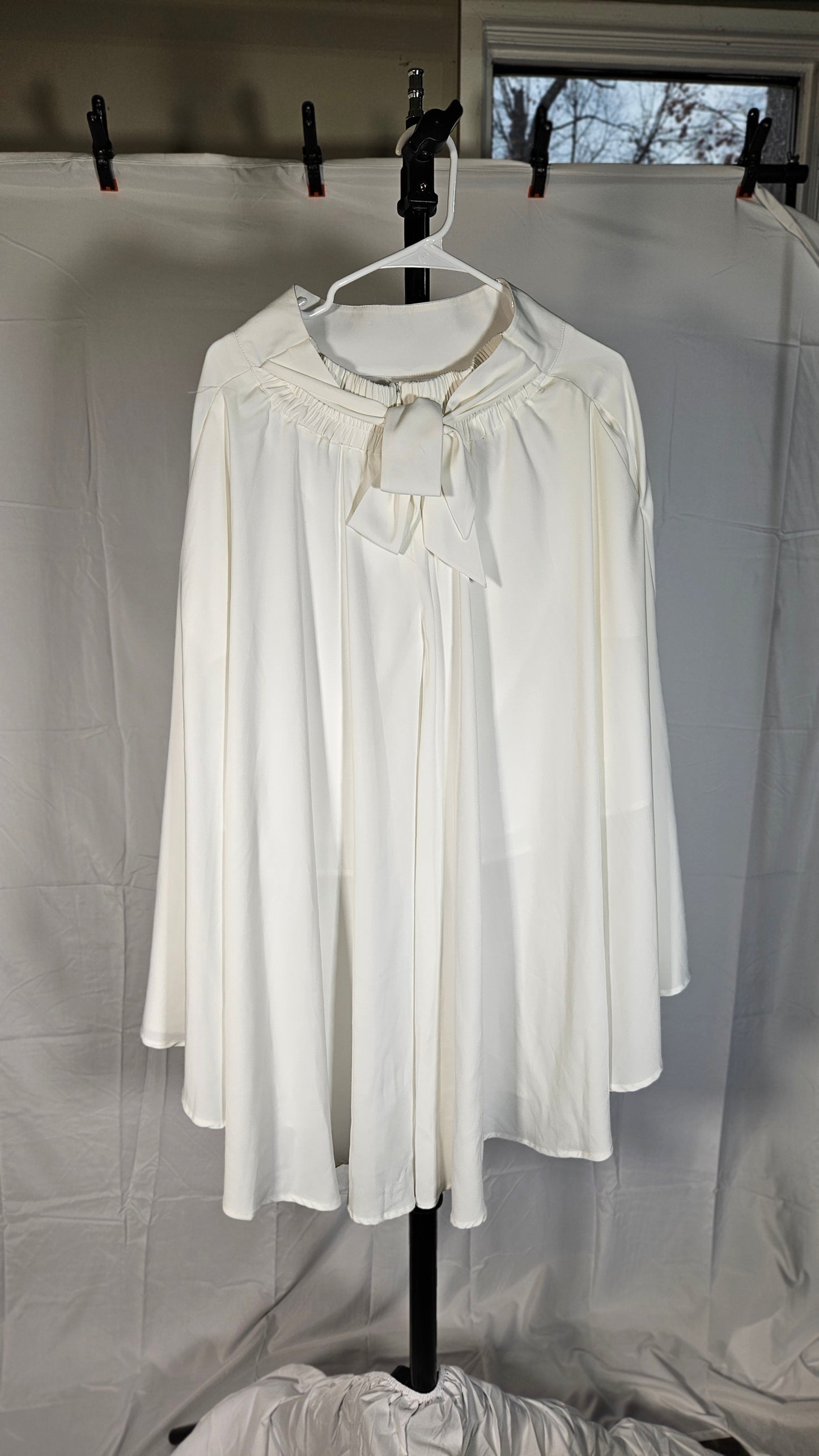 Women's Chinese Hanfu Cloak Tie Front Lightweight Long Mantle Cape Summer Sunscreen Outwear Size S