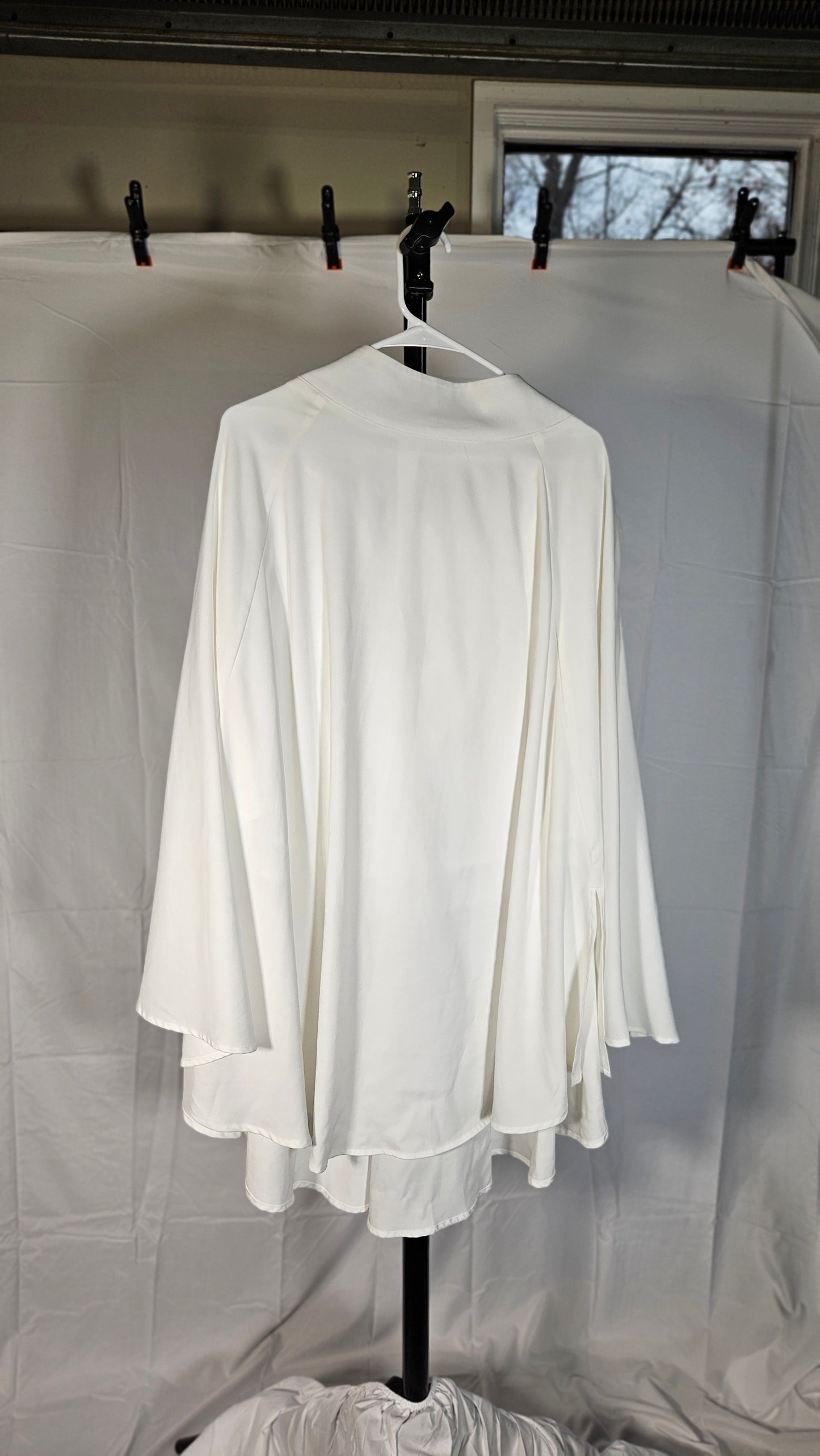 Women's Chinese Hanfu Cloak Tie Front Lightweight Long Mantle Cape Summer Sunscreen Outwear Size S