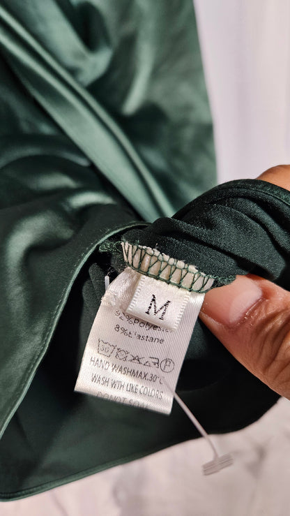 Spaghetti Strap Cowl Neck Pleated Waist Dress  Size M