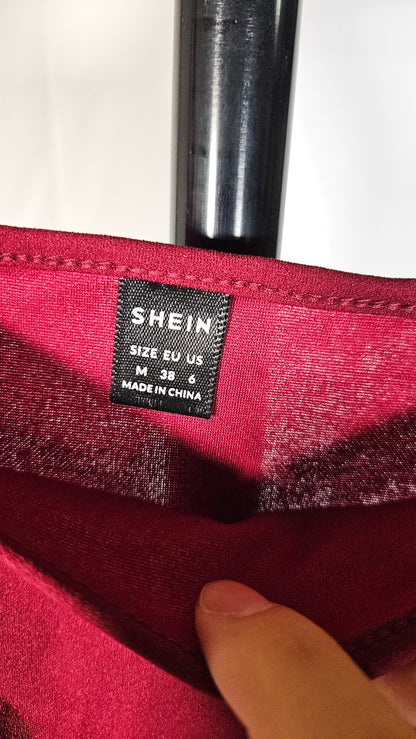 Shein Prive Solid Split Thigh Cami Bodycon Dress Maroon Red size M