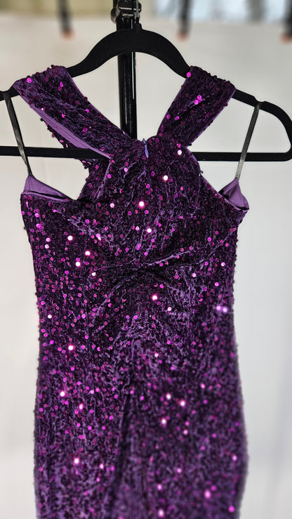 GRACE KARIN Sequin Dress for Women Sleeveless Sparkly Glitter Halter Dress Bodycon Mini Club Dresses size S