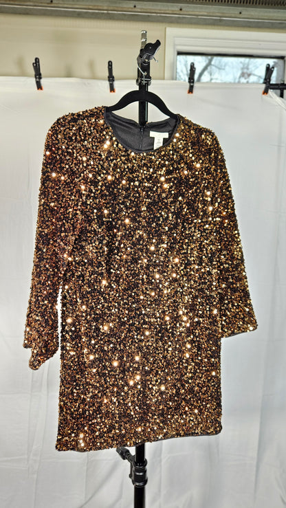 H&M Sequined dress-Bronze-coloured -Ladies |  Size 3