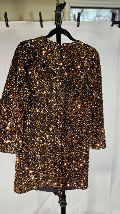 H&M Sequined dress-Bronze-coloured -Ladies |  Size 3
