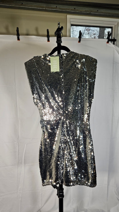 h&m Sequined shoulder-pad dress Size S