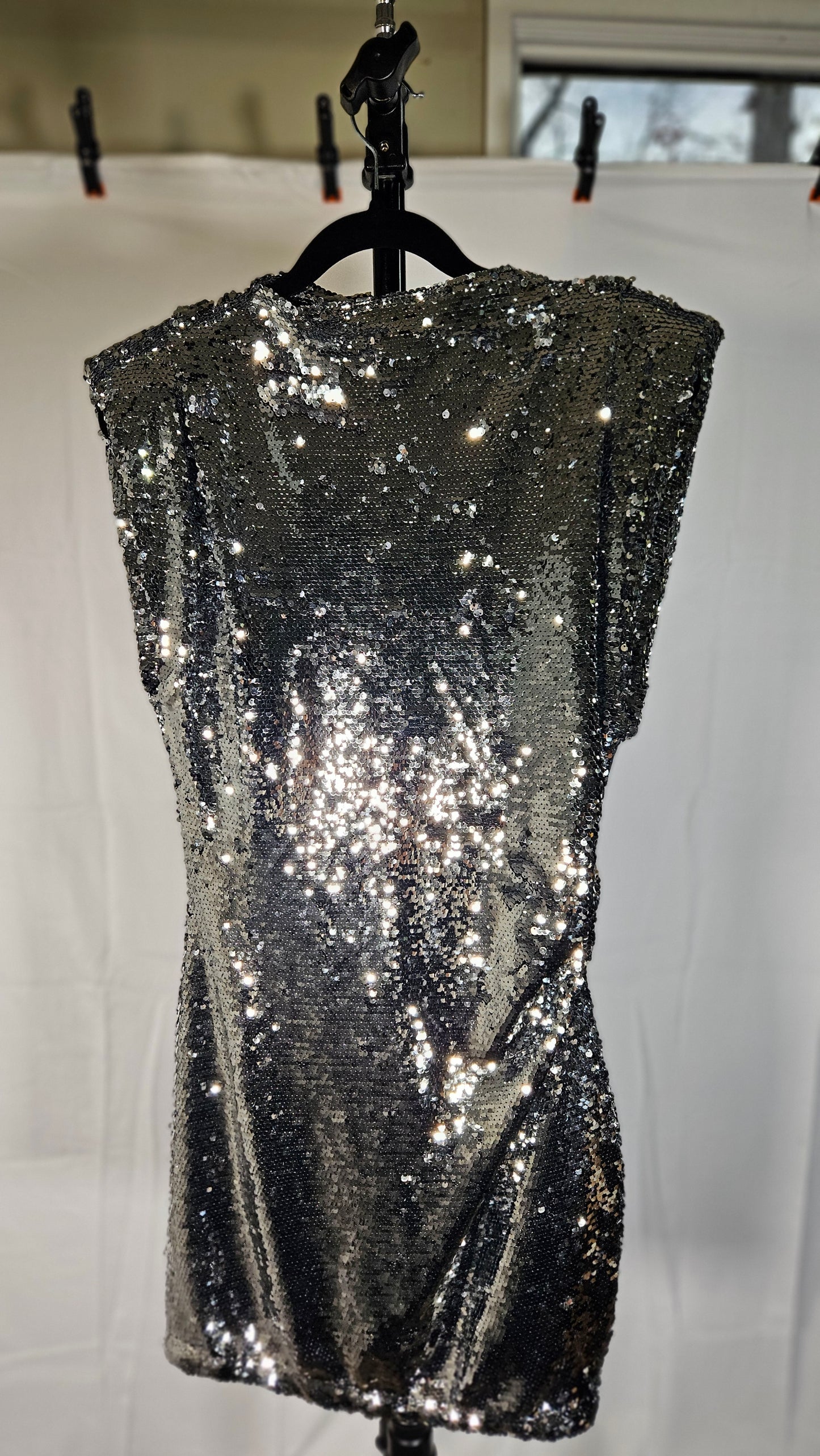 h&m Sequined shoulder-pad dress Size S