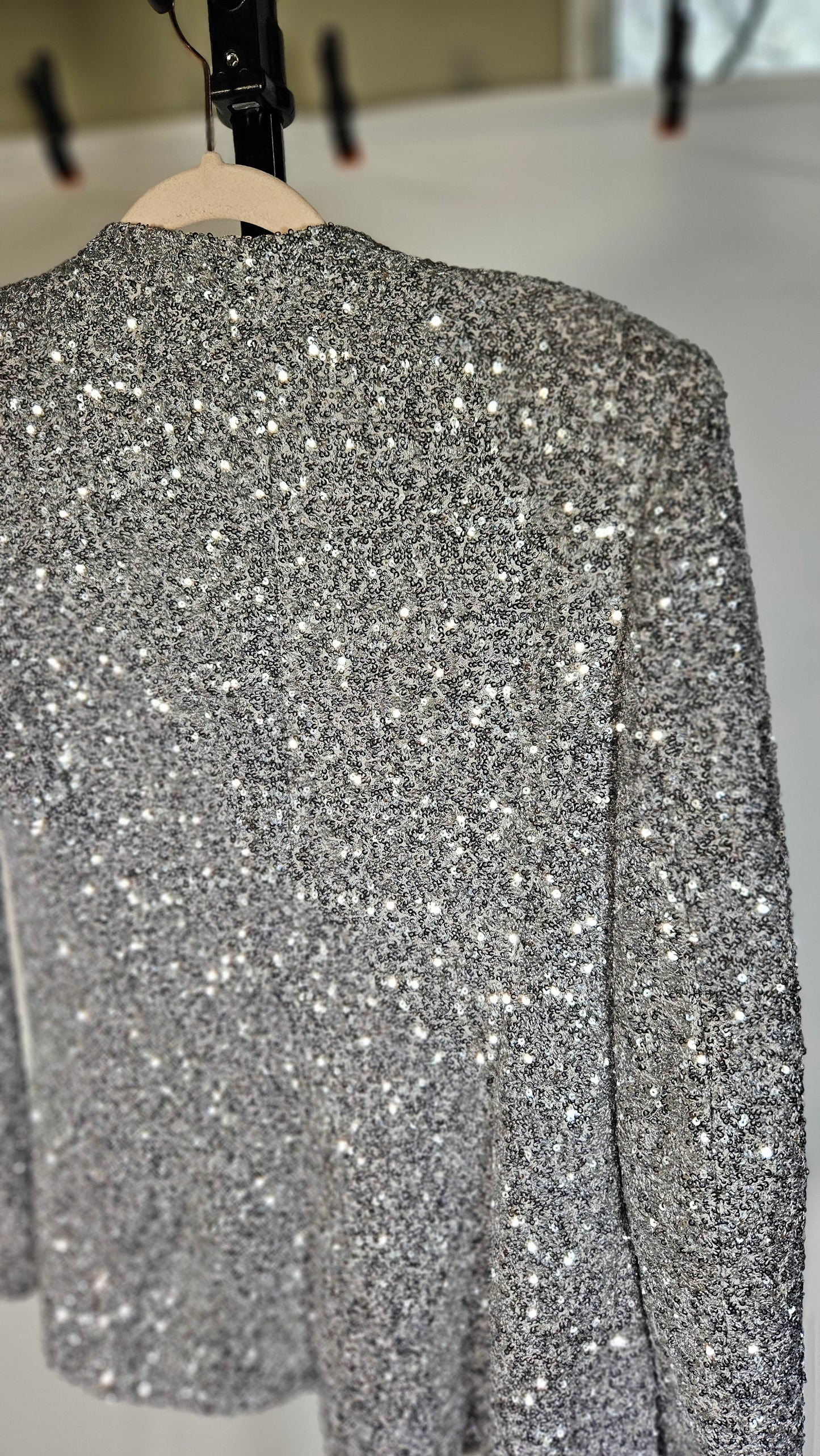 ZARA SEQUIN BLAZER -Silver Size S
