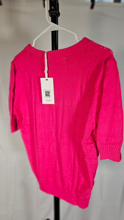 grace karin Womens Lightweight Puff Short Sleeve Knit T-Shirts Square Neck Tops Thin Pullover Sweater Summer Blouse, Watermelon Red, Medium  Size M