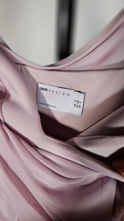 Pale Pink Diamante Wrap Maxi Dress  Size 2