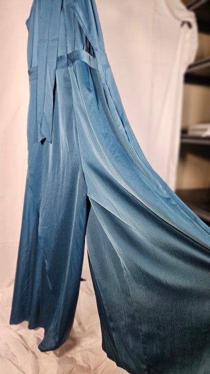 Women's Dresses 2023 Solid Color Sexy High Waist Neck Slit Evening Gown Dress Engagement Dresses Photoshoot size S