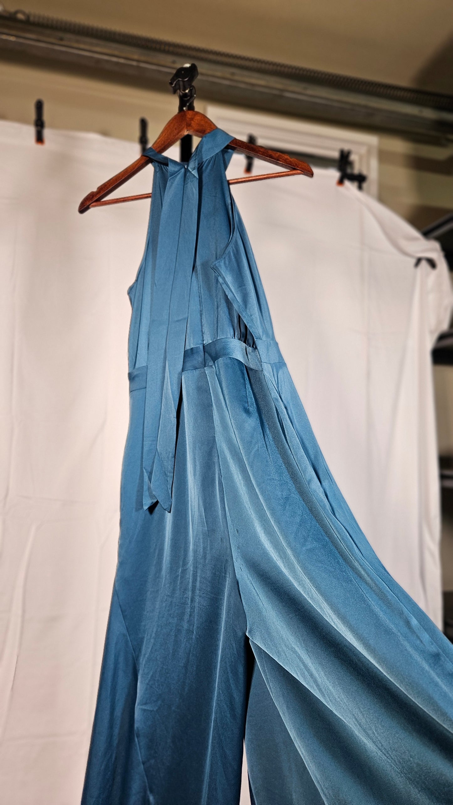 Women's Dresses 2023 Solid Color Sexy High Waist Neck Slit Evening Gown Dress Engagement Dresses Photoshoot size S