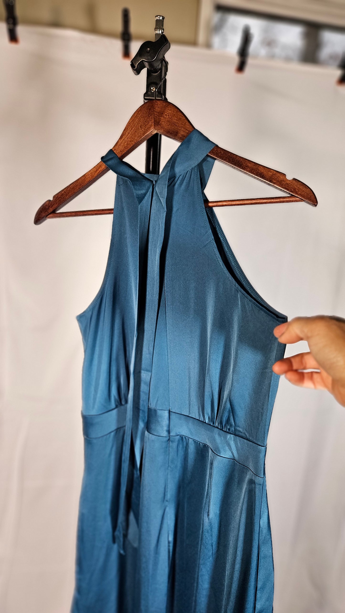 Women's Dresses 2023 Solid Color Sexy High Waist Neck Slit Evening Gown Dress Engagement Dresses Photoshoot size S