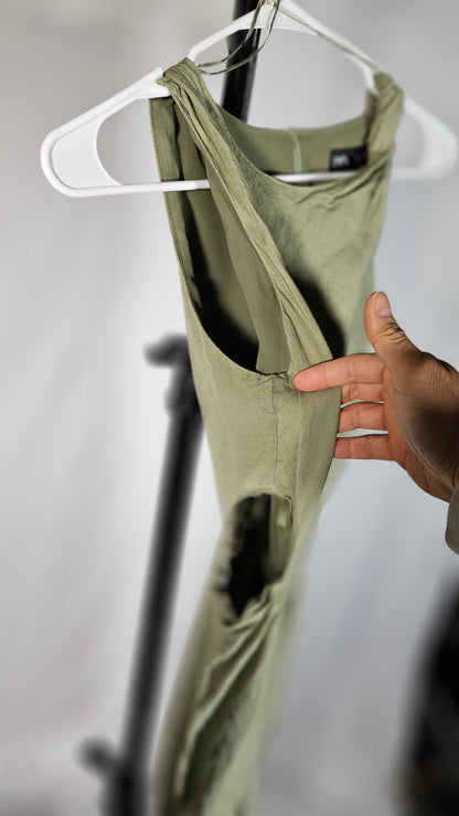 ZARA Reformation Bliss Maxi Ribbed Dress Limon Sleeveless  size S