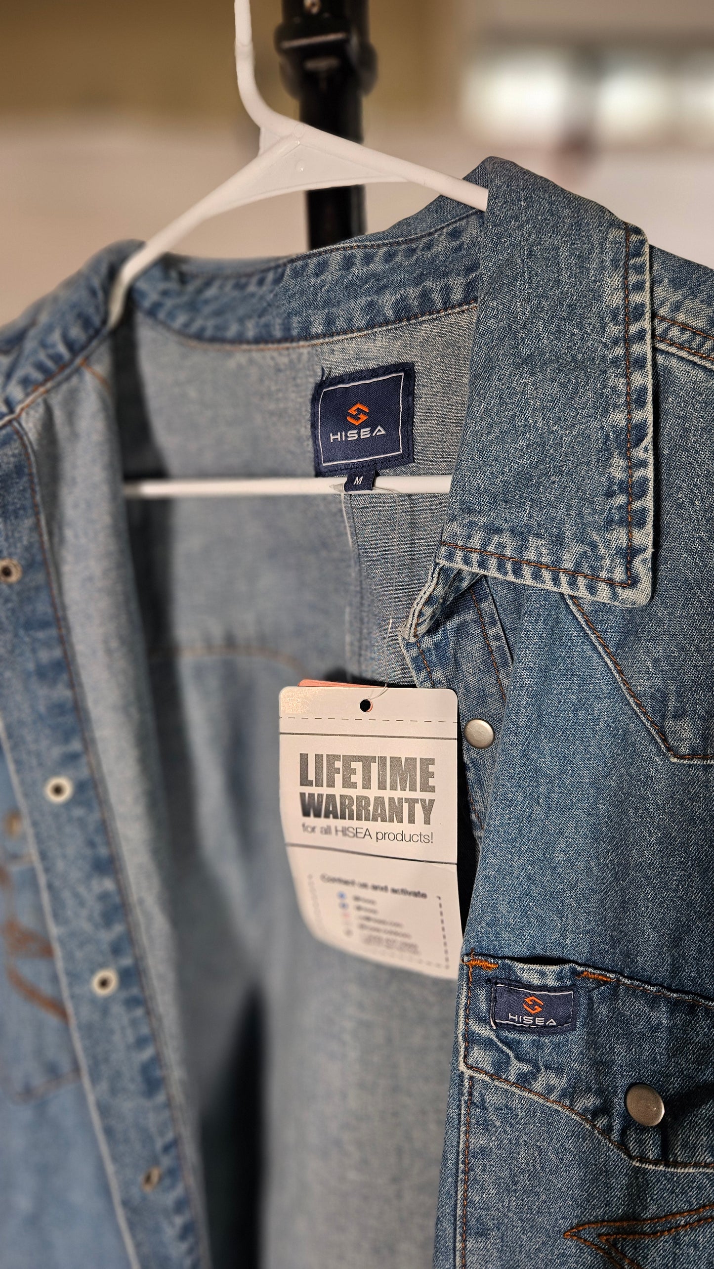 Mens Denim Shirt Long Sleeve Jean Work Shirts Regular Fit Button Down Shirts with Pockets  No size