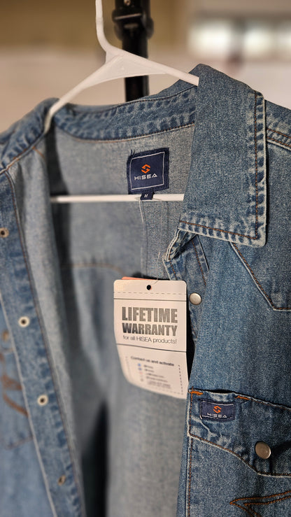 Mens Denim Shirt Long Sleeve Jean Work Shirts Regular Fit Button Down Shirts with Pockets  No size