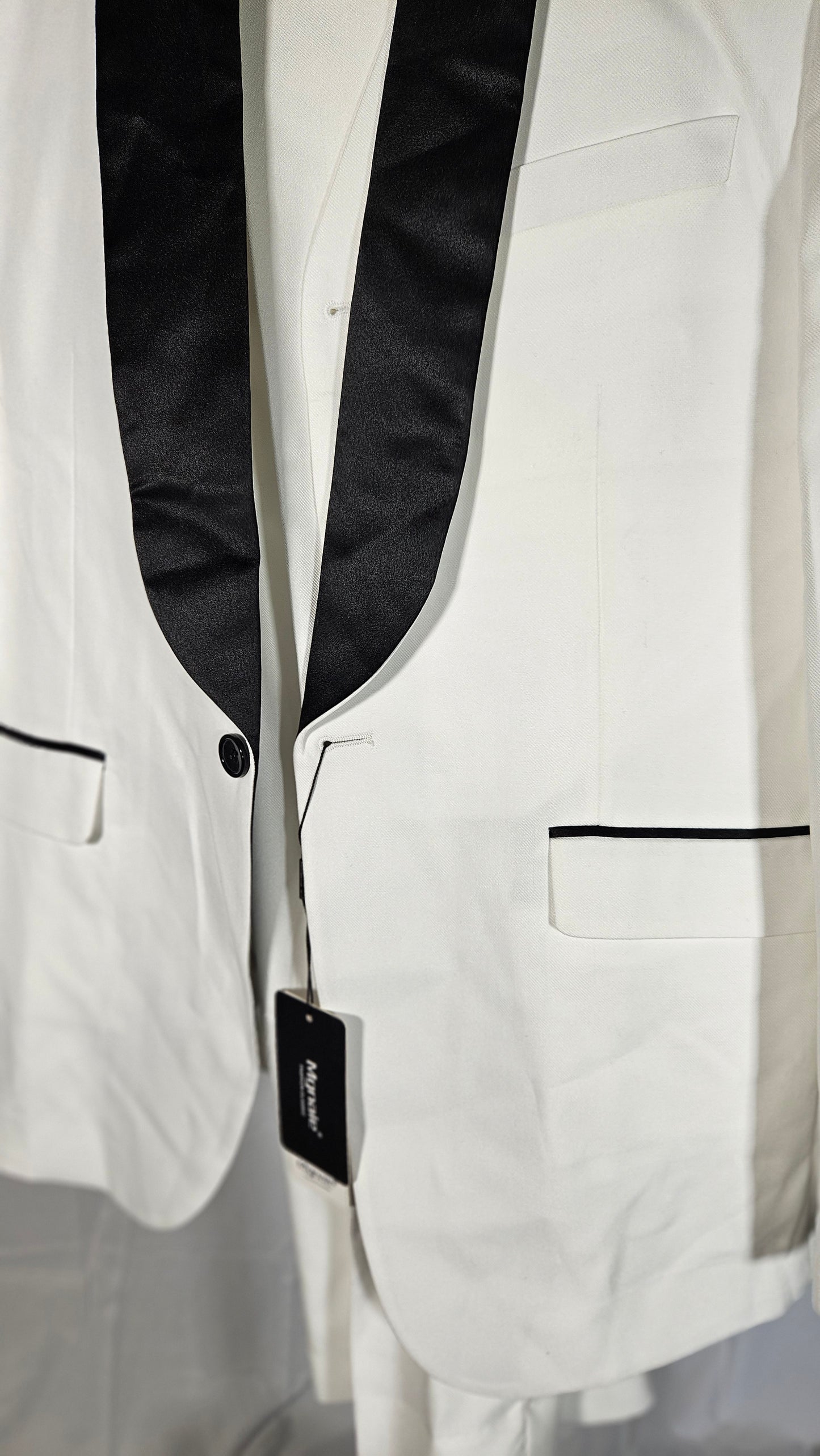 Men's Shawl Lapel 2 Piece Suits Slim Fit One Button White Wedding Groom Tuxedos Size M