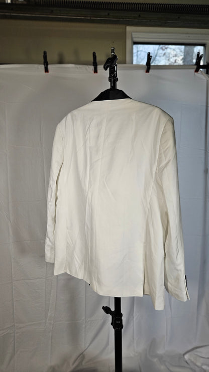 Men's Shawl Lapel 2 Piece Suits Slim Fit One Button White Wedding Groom Tuxedos Size M