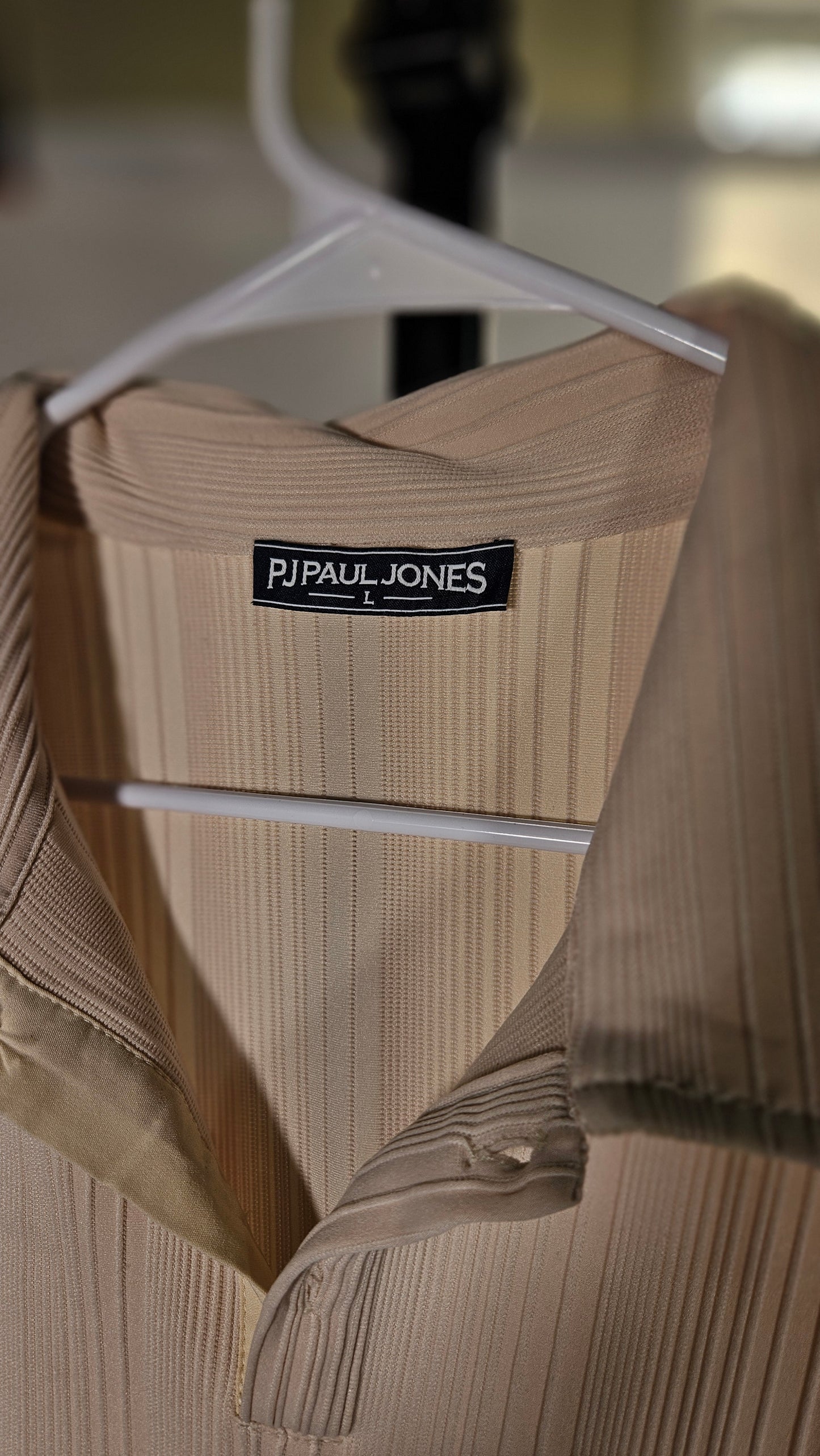 PJ PAUL JONES Mens Polo Shirts Textured Knit V-neck Summer Shirts Size L